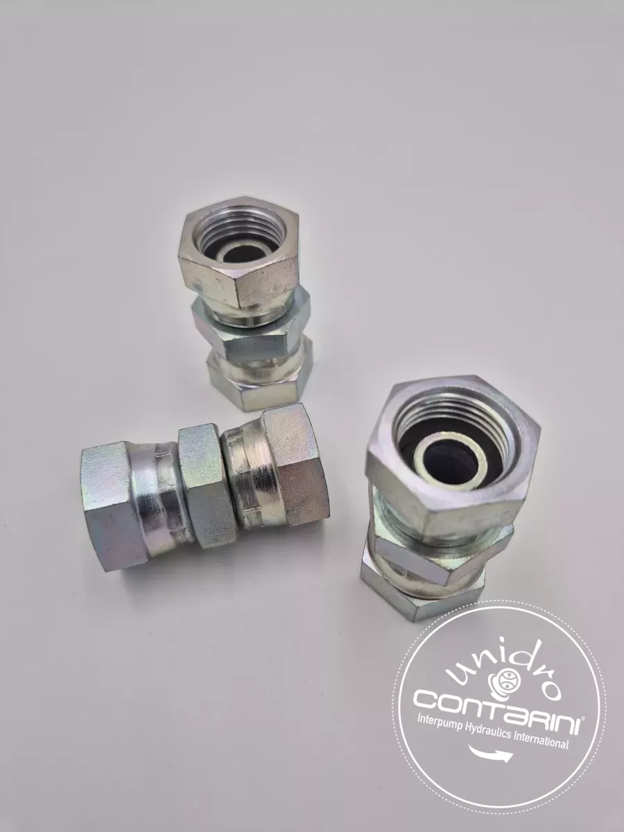 UNION FEMELLE/ FEMELLE BSPP -CONE 60° ECROUS TOURNANT  1/4" - 1/4"