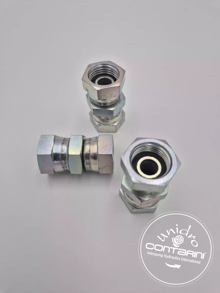 UNION FEMELLE/ FEMELLE BSPP -CONE 60° ECROUS TOURNANT  1/4" - 1/4"