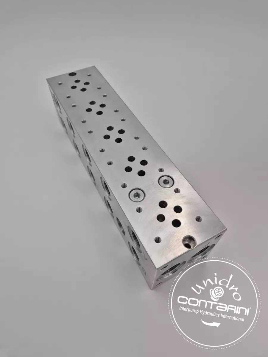 BLOC ALU NG6 4 POSTES - CAVITES LP + By-pass - P-T: 1/2" - A-B: 3/8"