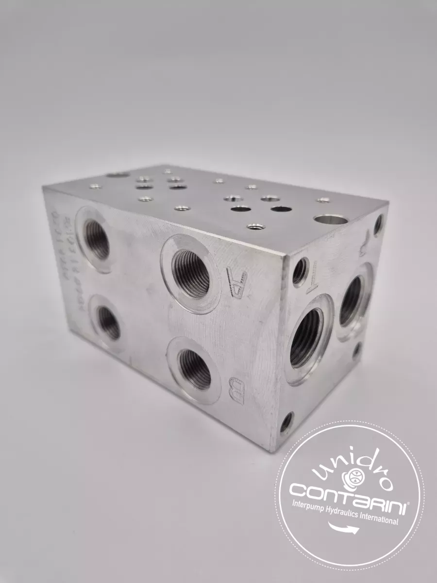 EMBASE ALU CETOP 3 - 2 STATIONS NG6  A-B-LAT. 3/8" P-T 1/2" ST. 2