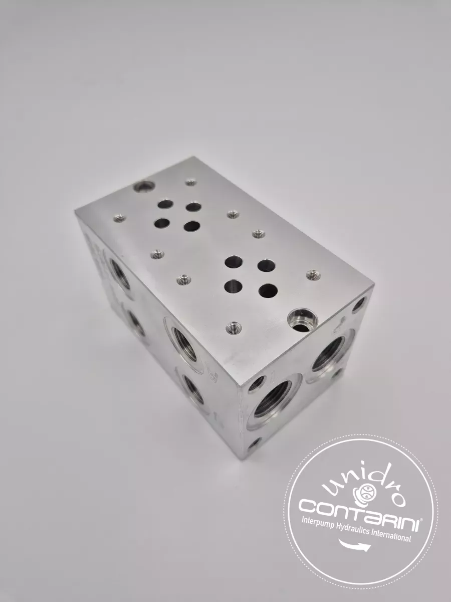 EMBASE ALU CETOP 3 - 2 STATIONS NG6  A-B-LAT. 3/8" P-T 1/2" ST. 2