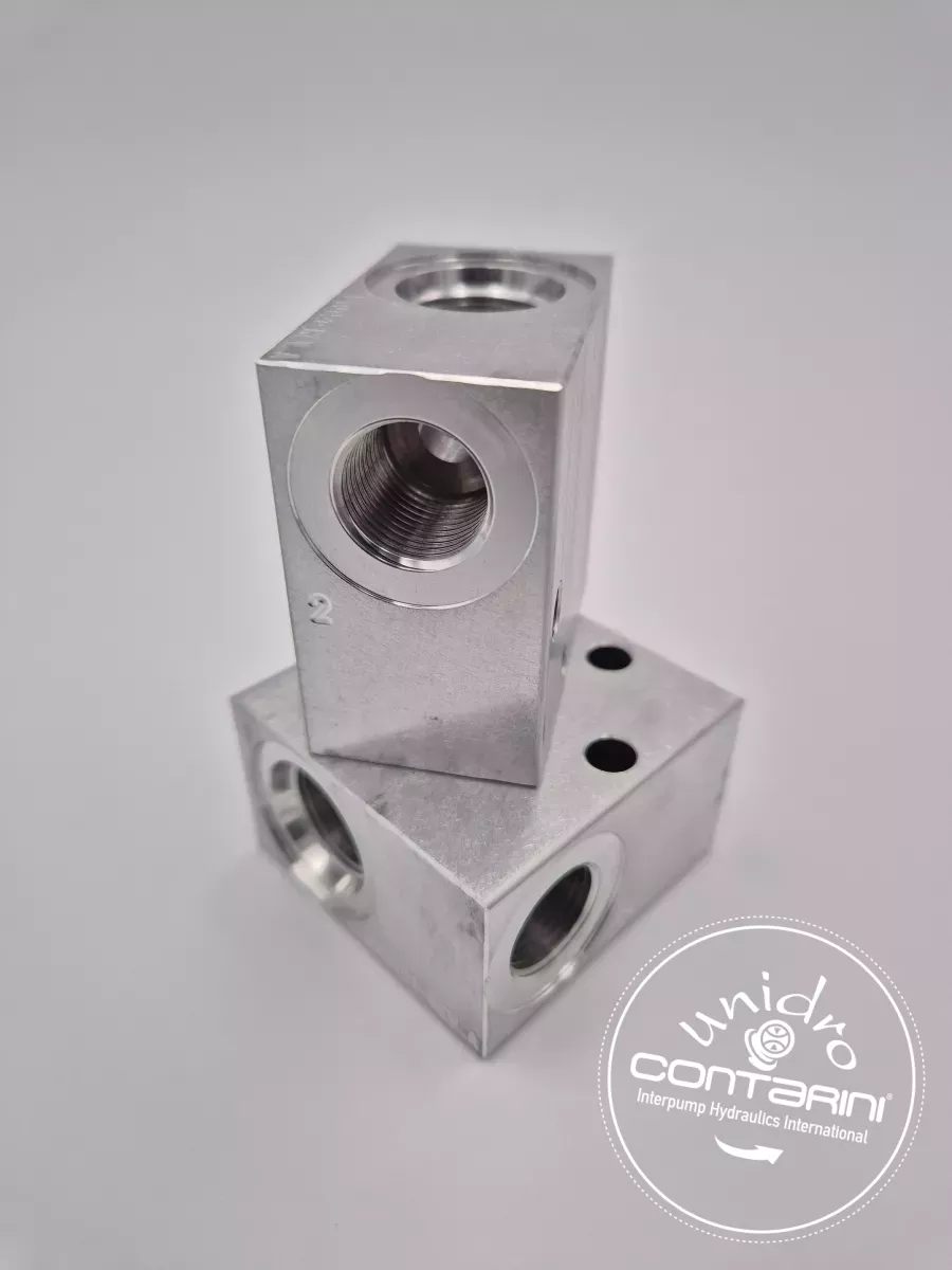 BLOC ALU. -2 VOIES POUR CARTOUCHE SAE 08 - 3/8"