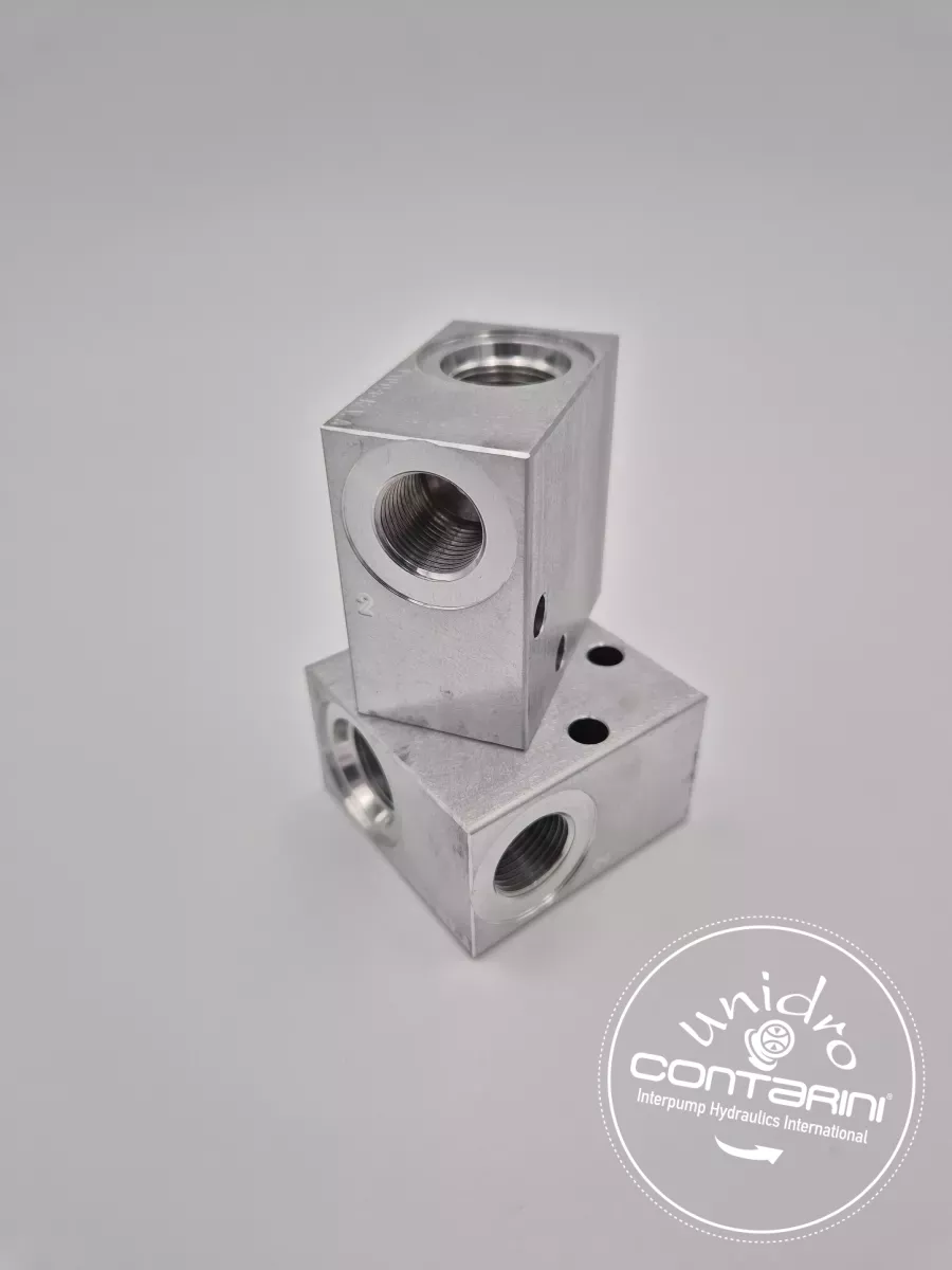 BLOC ALU. -2 VOIES POUR CARTOUCHE SAE 08 - 3/8"