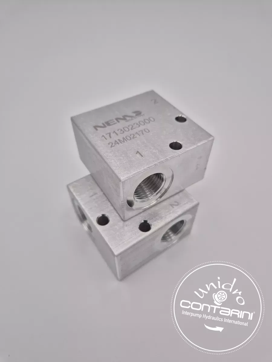 BLOC ALU. 2 VOIES POUR CARTOUCHE SAE 10/2 - 1/2"