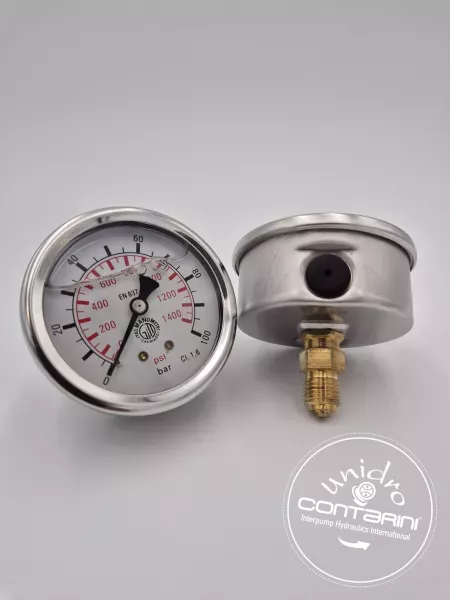 MANOMETRE A GLYCERINE Ø: 63mm - PRISE ARRIERE 1/4" - 0 à 4 BAR