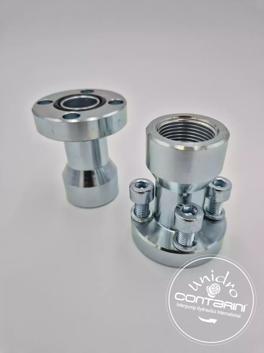 BRIDE DROITE TARAUDE -ENTRAXE 40- 3/4" +O-ring + VIS M.8x25- L:63 mm.