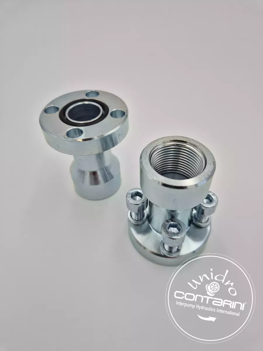 BRIDE DROITE TARAUDE -ENTRAXE 40- 3/4" +O-ring + VIS M.8x25- L:63 mm.