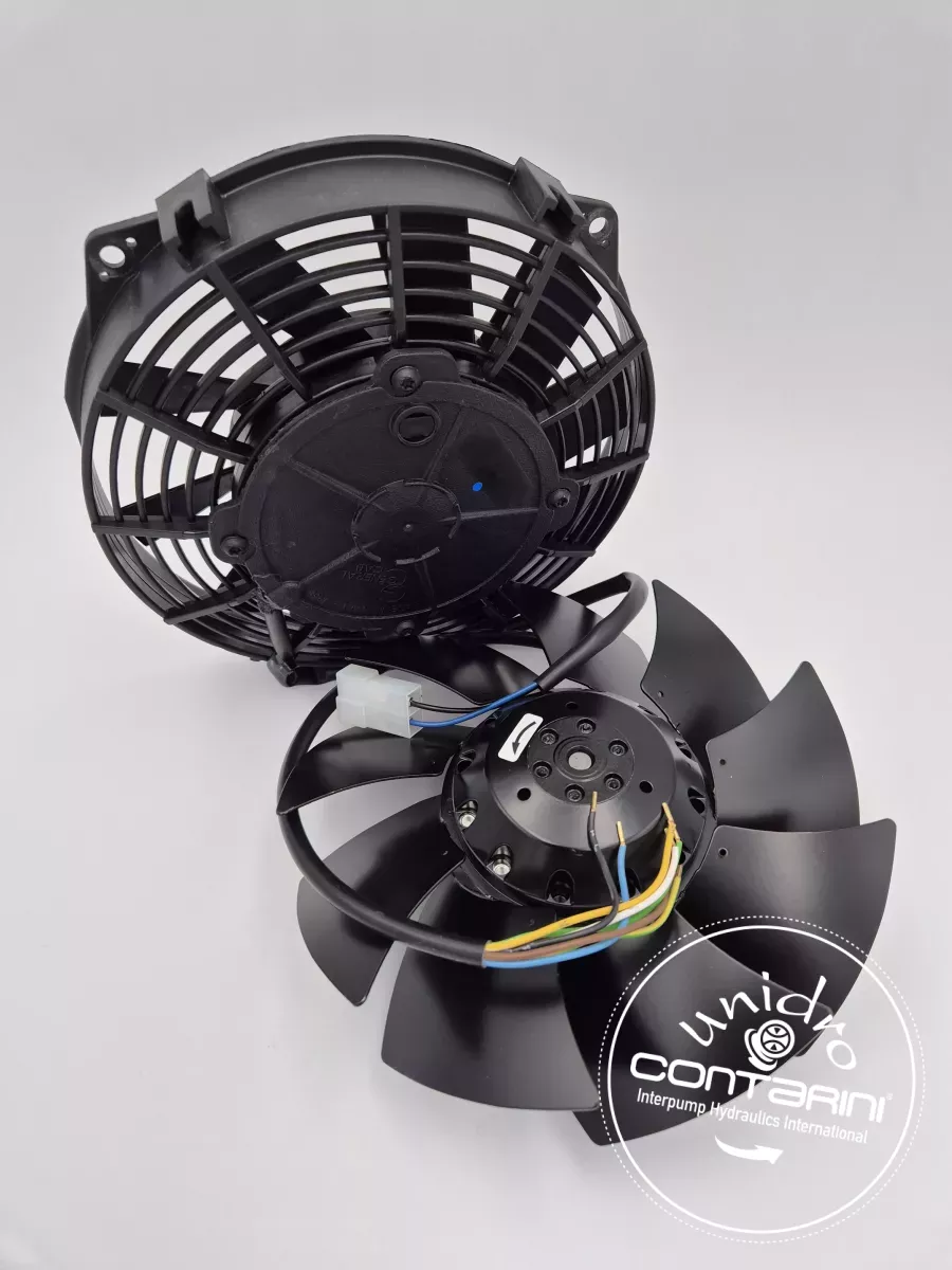 VENTILATEUR POUR ECHANGEUR 12VDC - Ø: 190mm ASP.  + CABLE ET CONN.