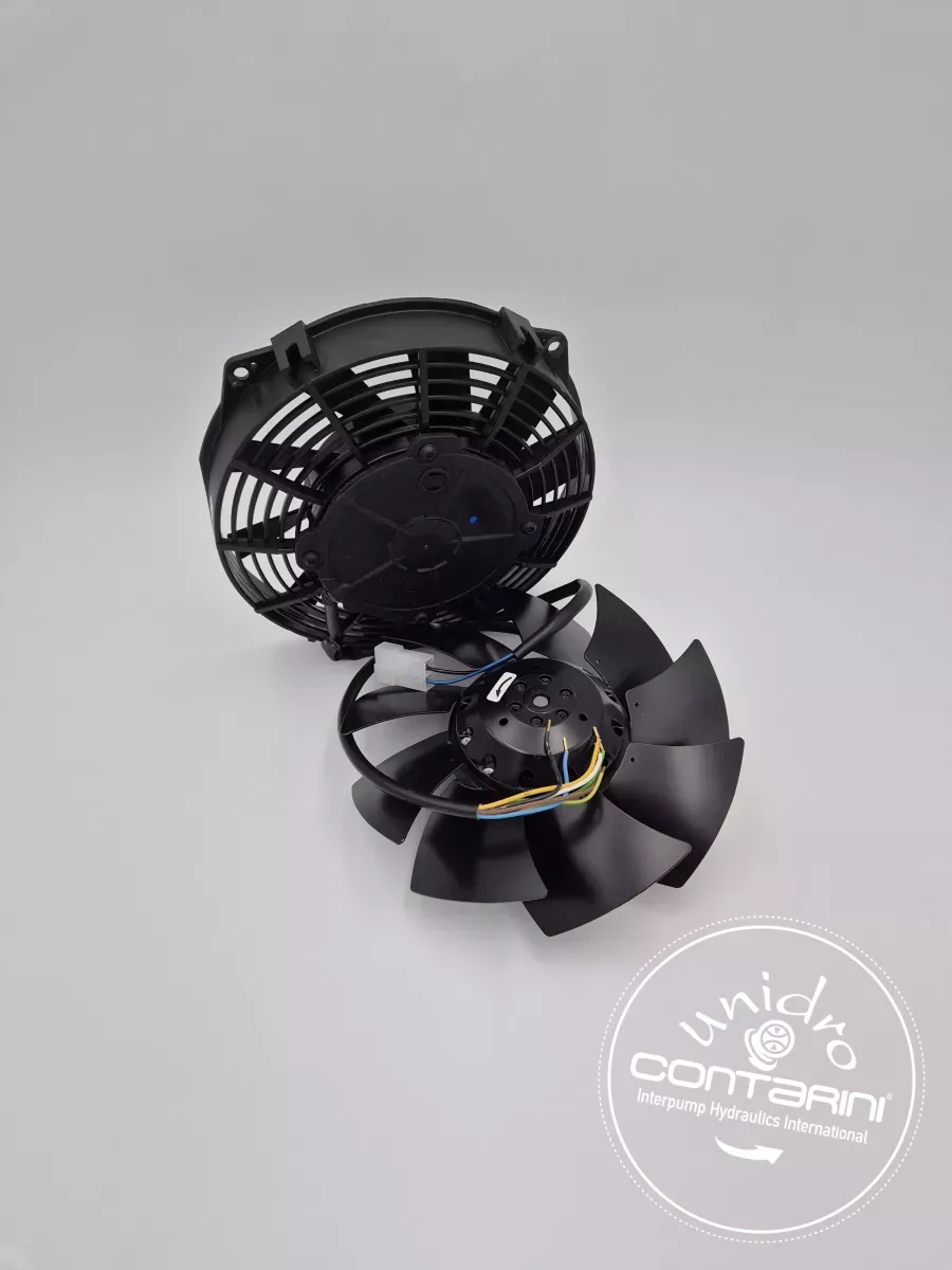 VENTILATEUR POUR ECHANGEUR 12VDC - Ø: 190mm ASP.  + CABLE ET CONN.
